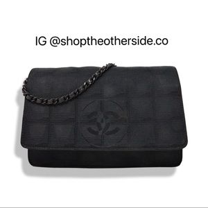 Chanel Nylon Travel Line Wallet On Chain WOC Black
